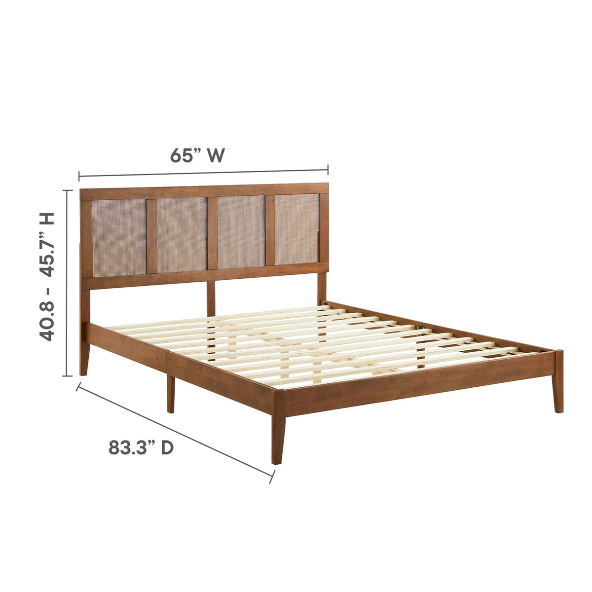 Sirocco Rattan and Wood Queen Platform Bed - Walnut