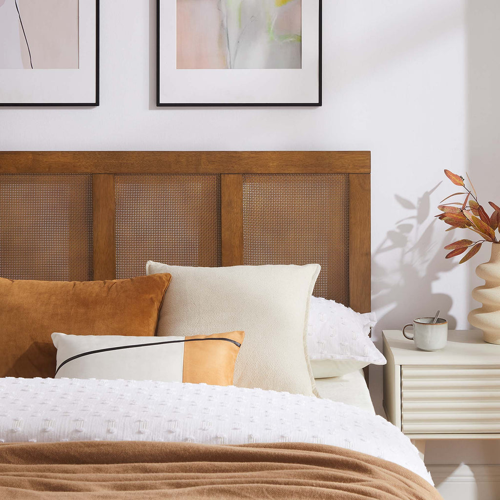 Sirocco Rattan and Wood Queen Platform Bed - Walnut