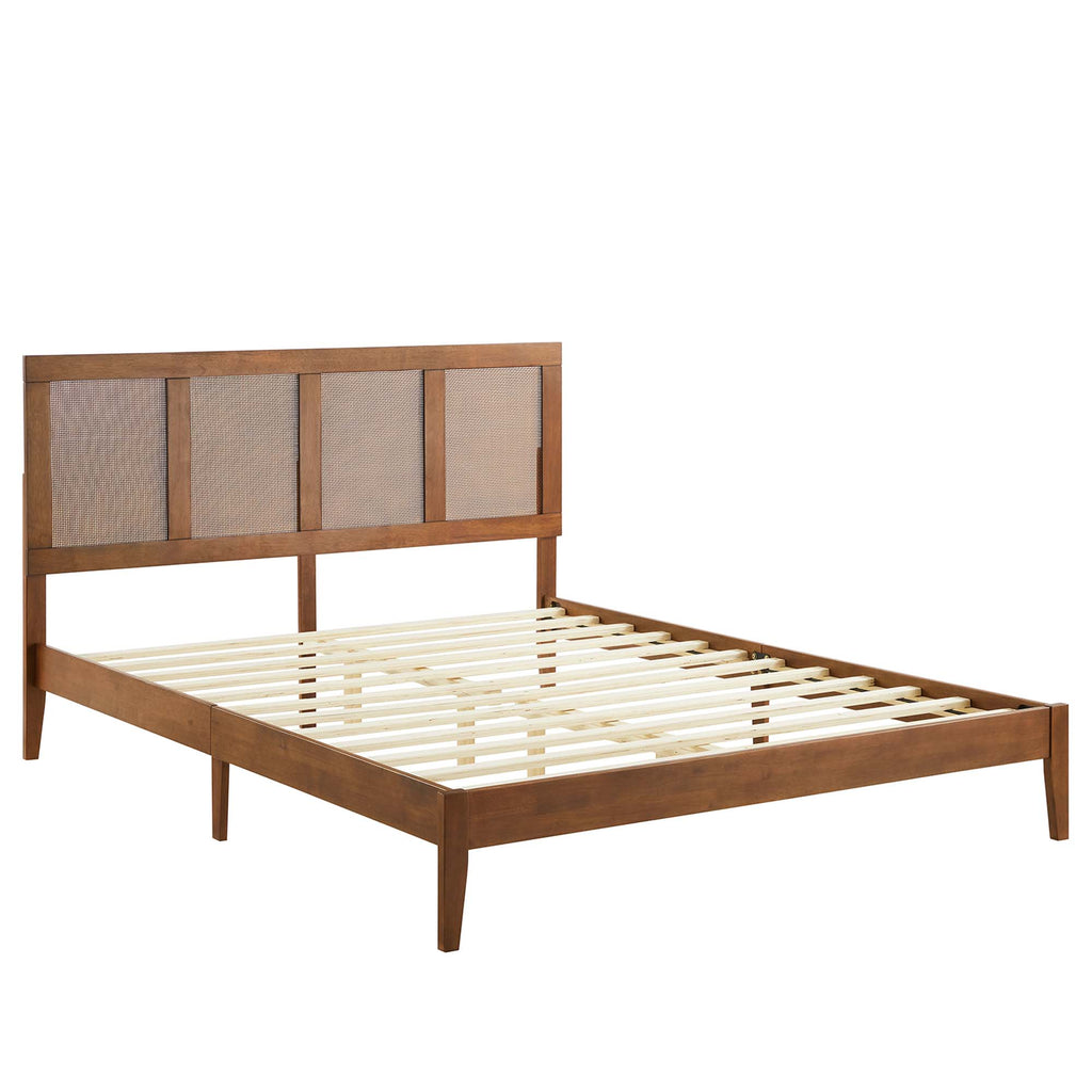 Sirocco Rattan and Wood Queen Platform Bed - Walnut