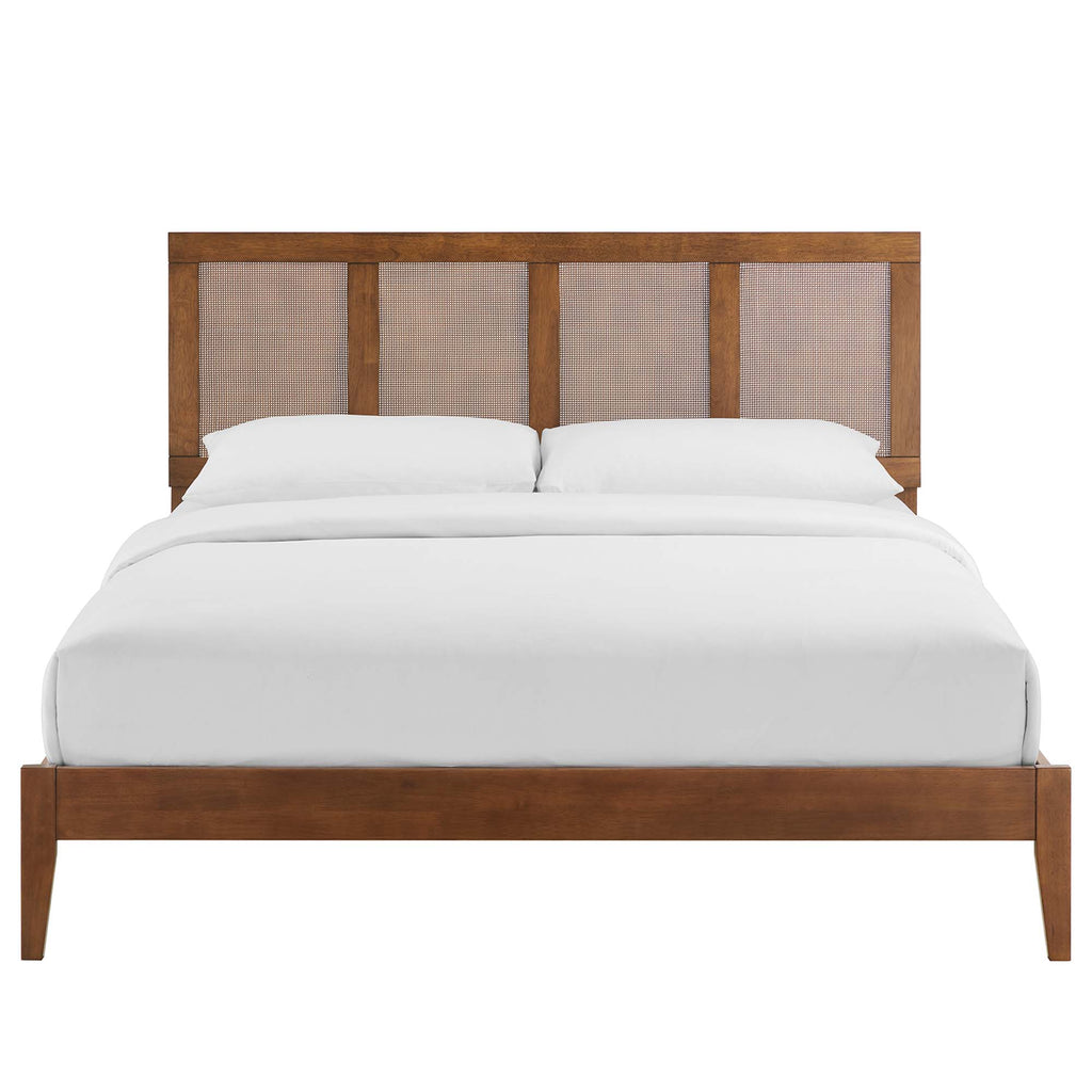 Sirocco Rattan and Wood Queen Platform Bed - Walnut