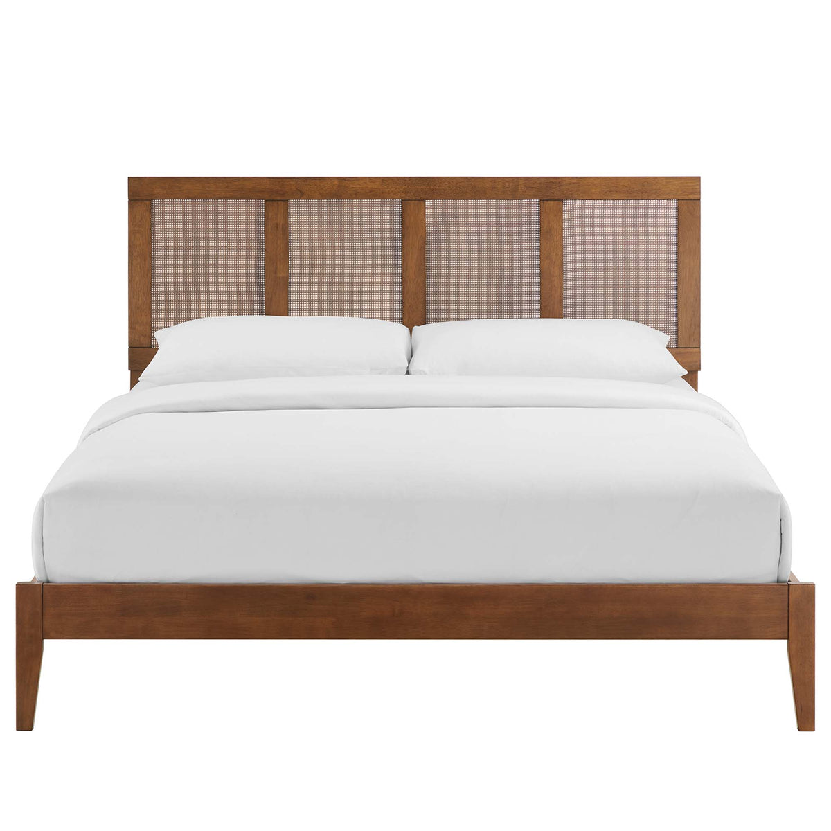 Sirocco Rattan and Wood Queen Platform Bed - Walnut