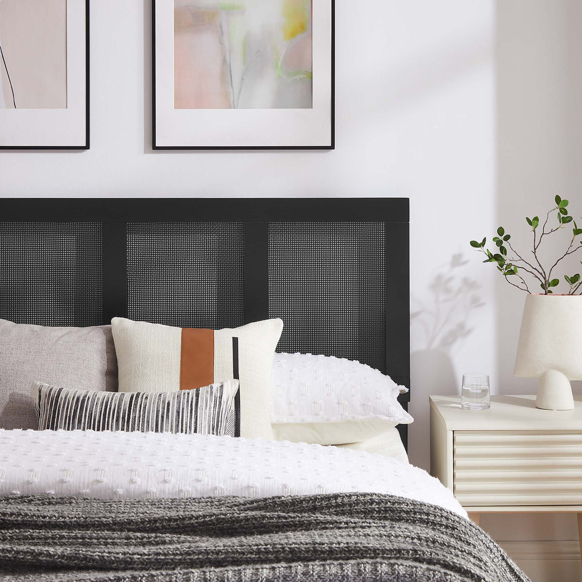 Sirocco Rattan and Wood King Platform Bed - Black