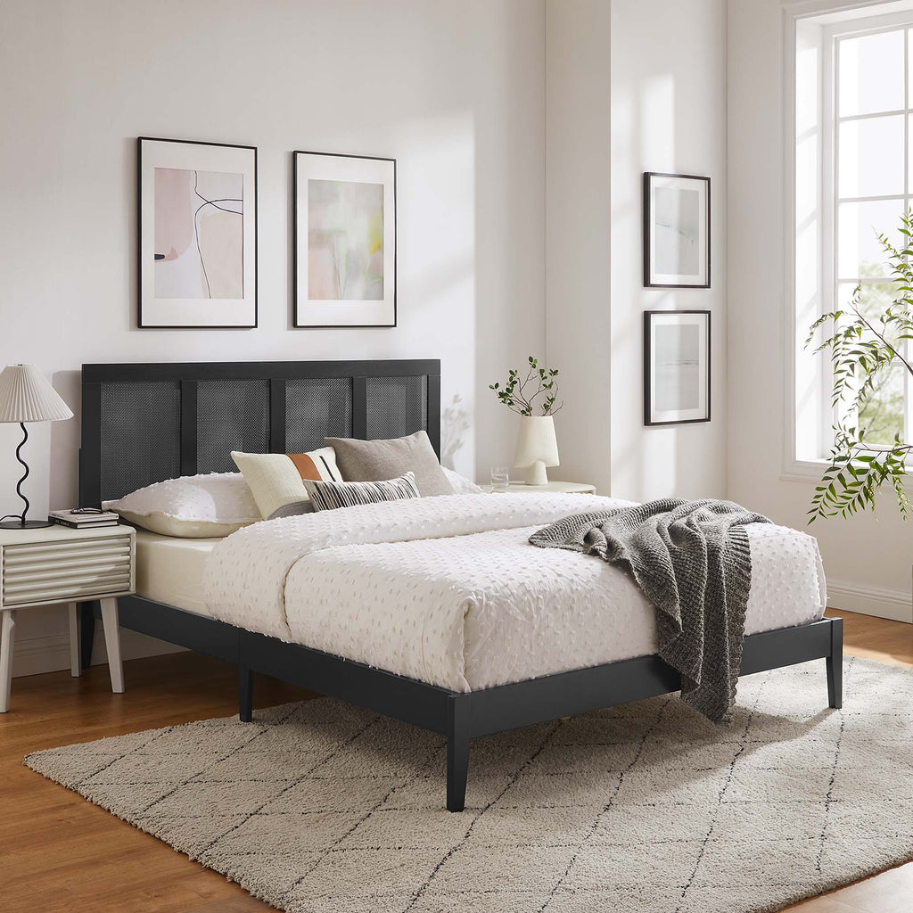 Sirocco Rattan and Wood King Platform Bed - Black