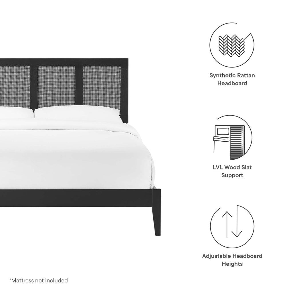 Sirocco Rattan and Wood King Platform Bed - Black