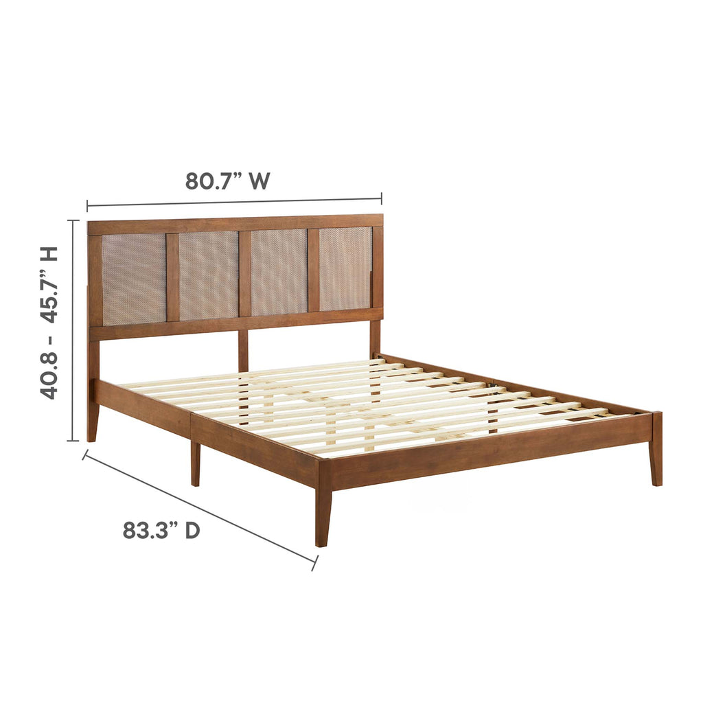 Sirocco Rattan and Wood King Platform Bed - Walnut