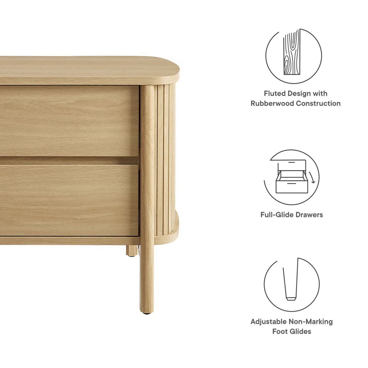 Cadence 2-Drawer Nightstand - Oak