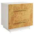 Abel 2-Drawer Burl Wood Nightstand - White Bleached Burl