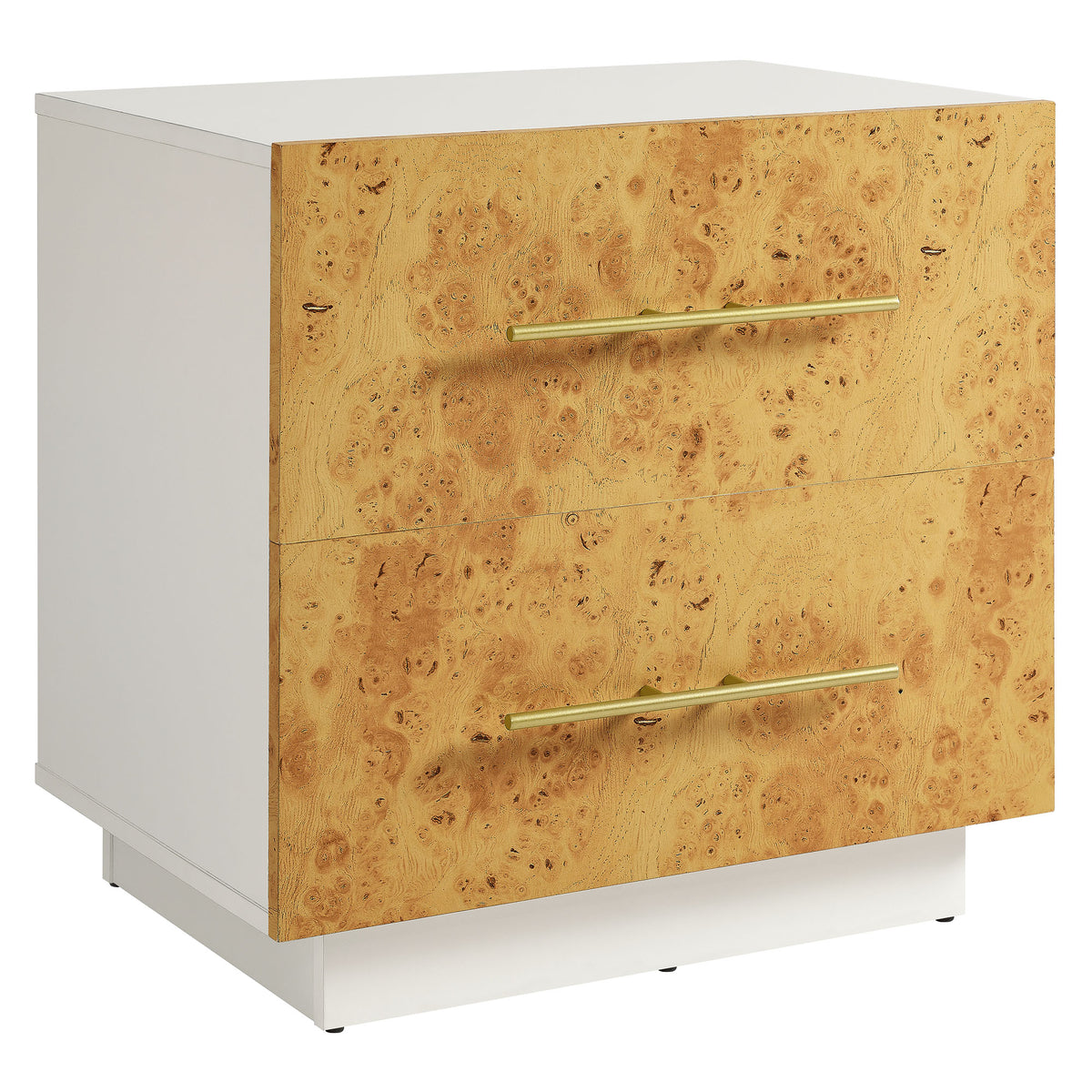 Abel 2-Drawer Burl Wood Nightstand - White Bleached Burl