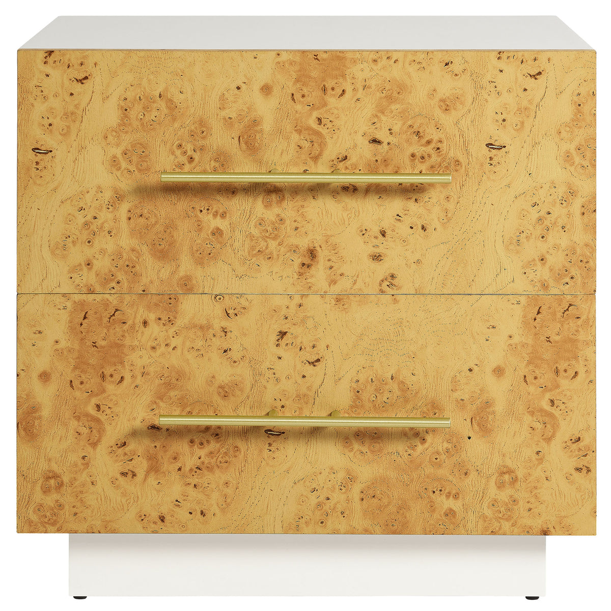 Abel 2-Drawer Burl Wood Nightstand - White Bleached Burl