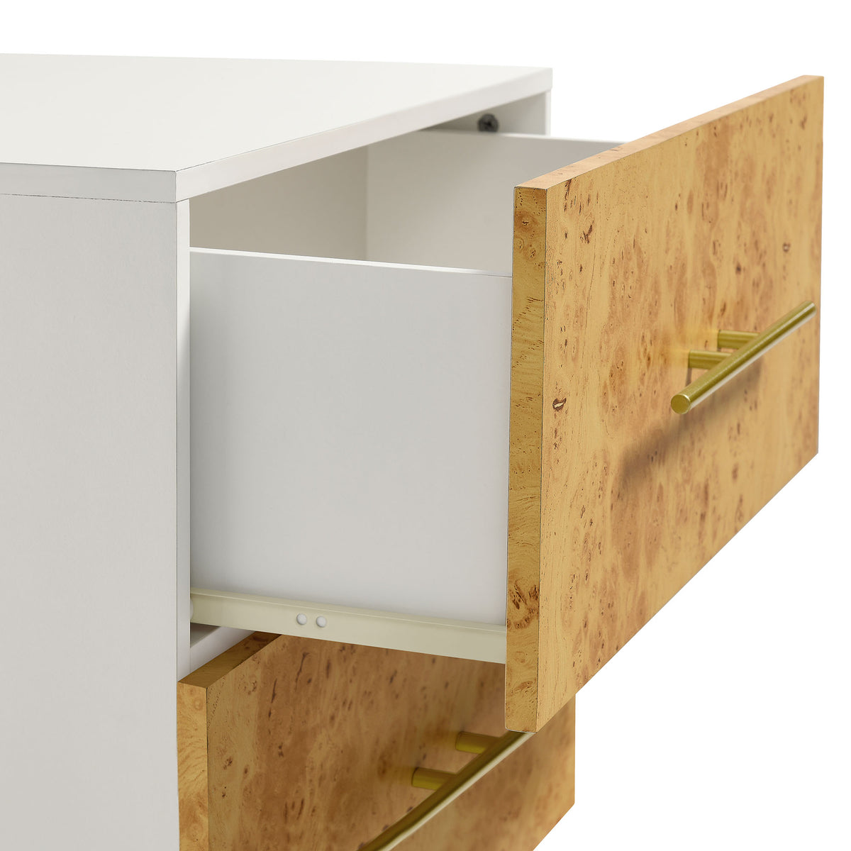 Abel 2-Drawer Burl Wood Nightstand - White Bleached Burl