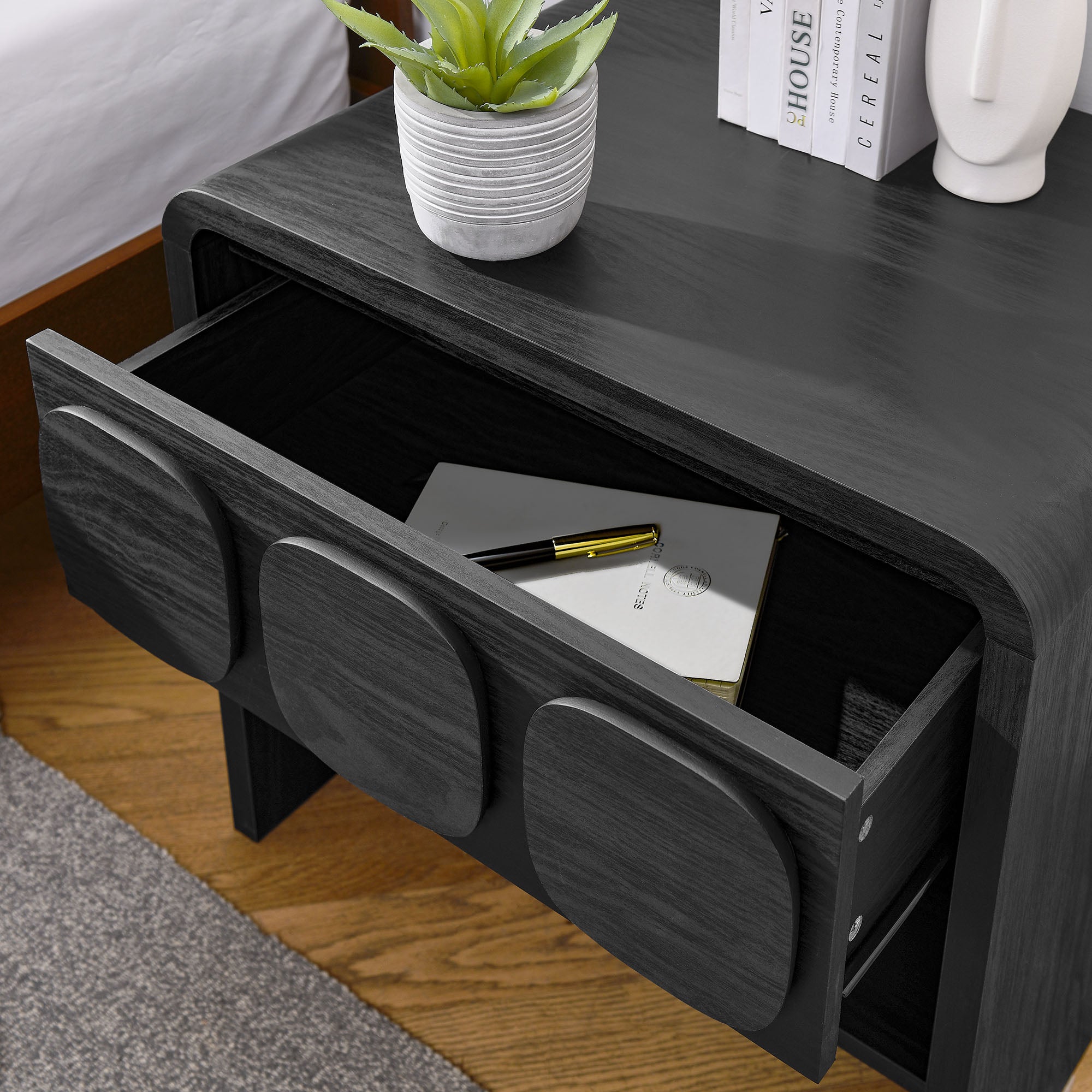 Toscana 1-Drawer Nightstand - Black