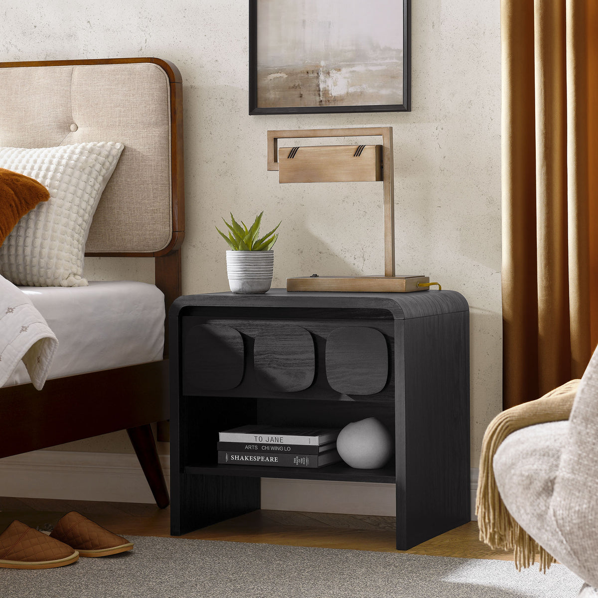Toscana 1-Drawer Nightstand - Black