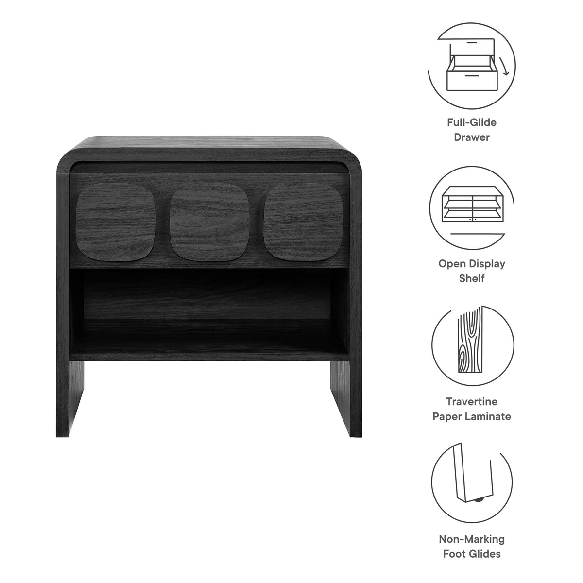 Toscana 1-Drawer Nightstand - Black