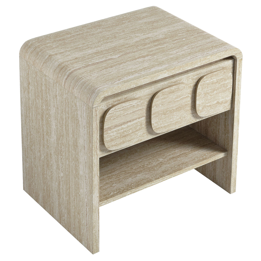Toscana 1-Drawer Nightstand - Travertine