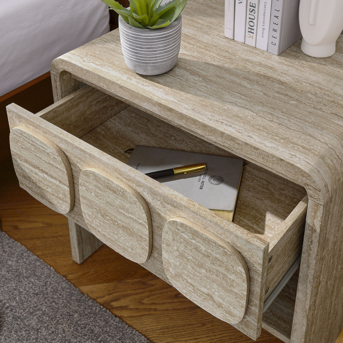 Toscana 1-Drawer Nightstand - Travertine