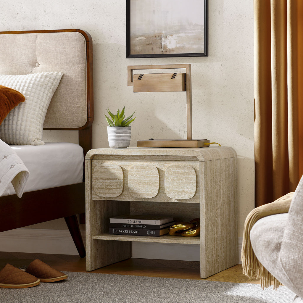 Toscana 1-Drawer Nightstand - Travertine