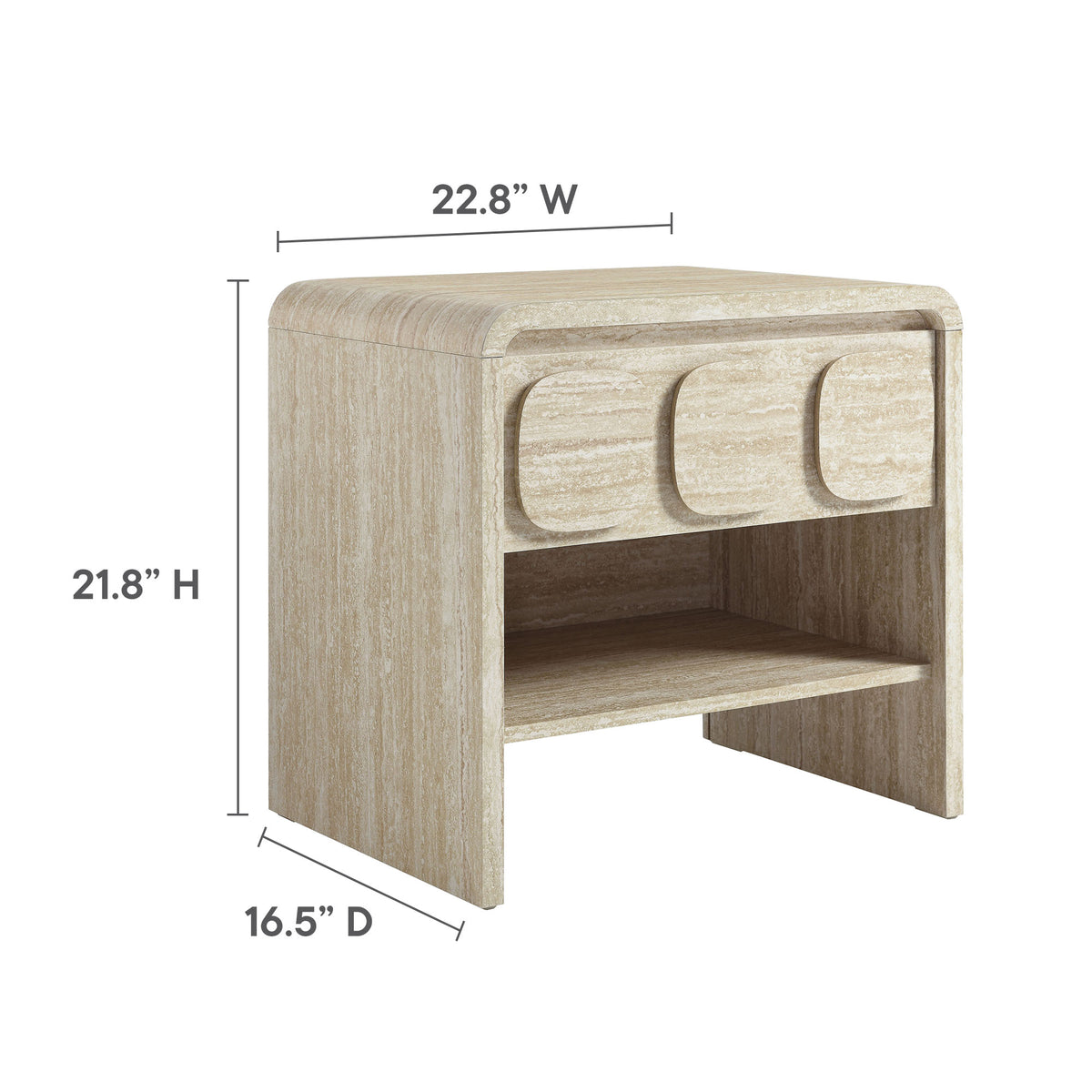 Toscana 1-Drawer Nightstand - Travertine