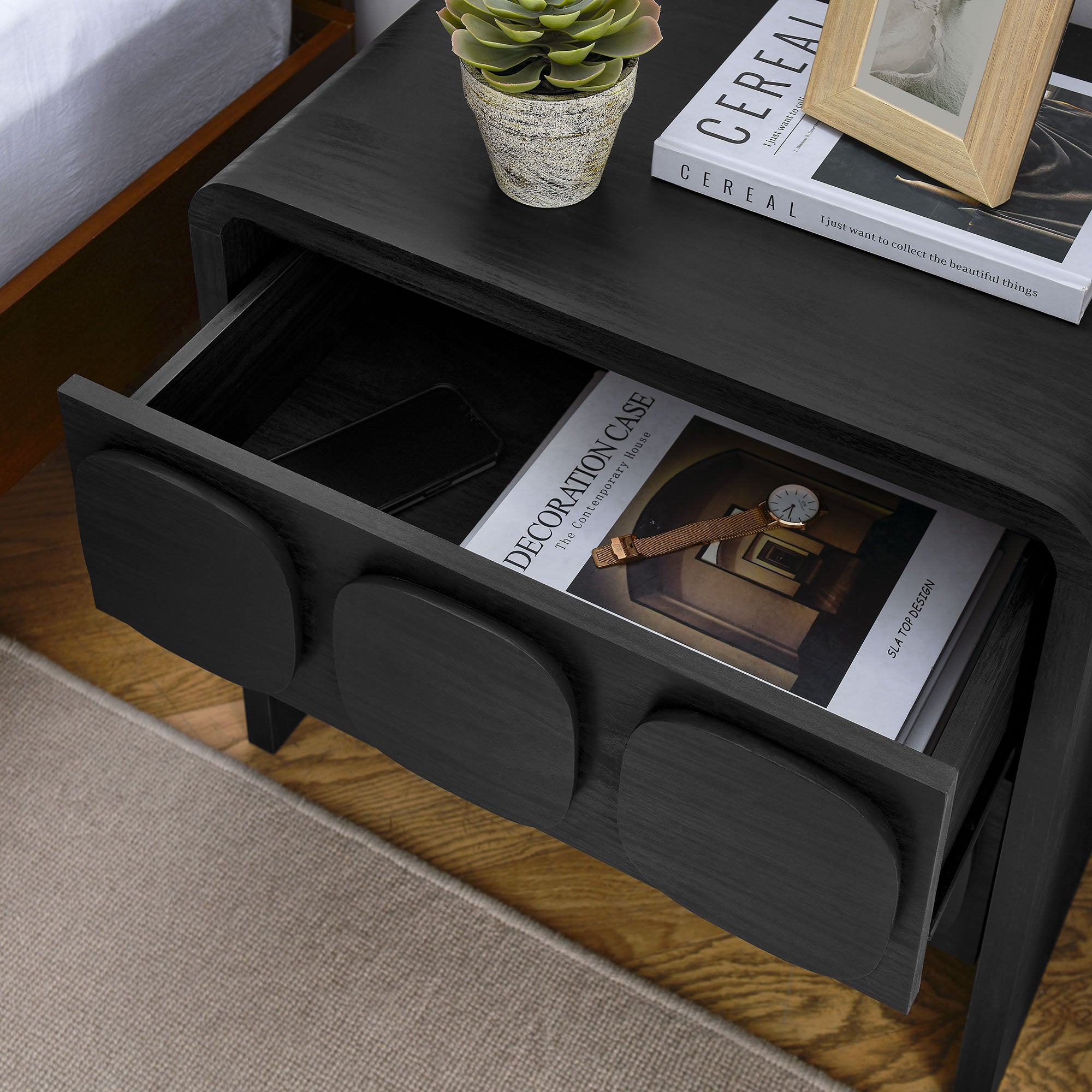 Toscana 2-Drawer Nightstand - Black