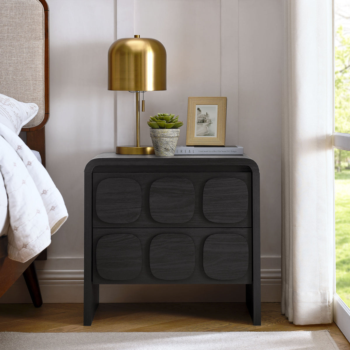 Toscana 2-Drawer Nightstand - Black