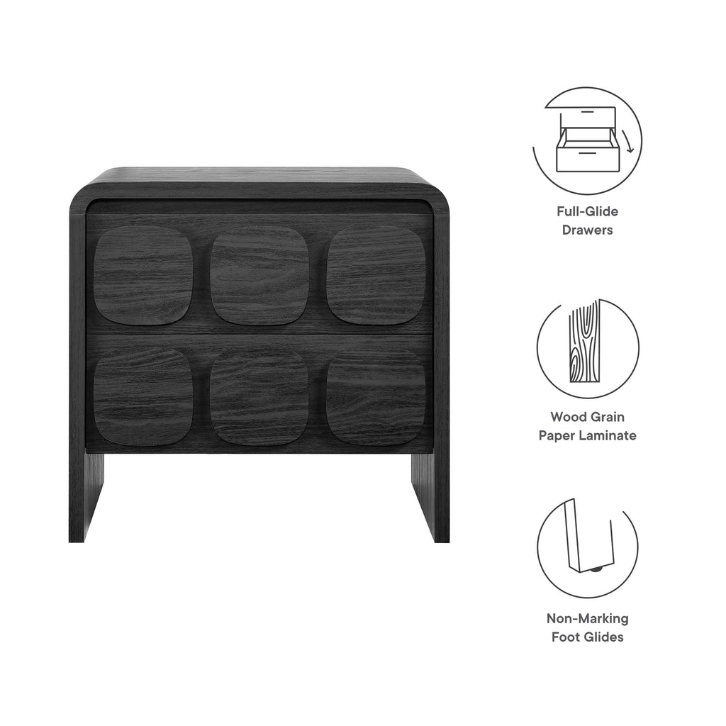 Toscana 2-Drawer Nightstand - Black