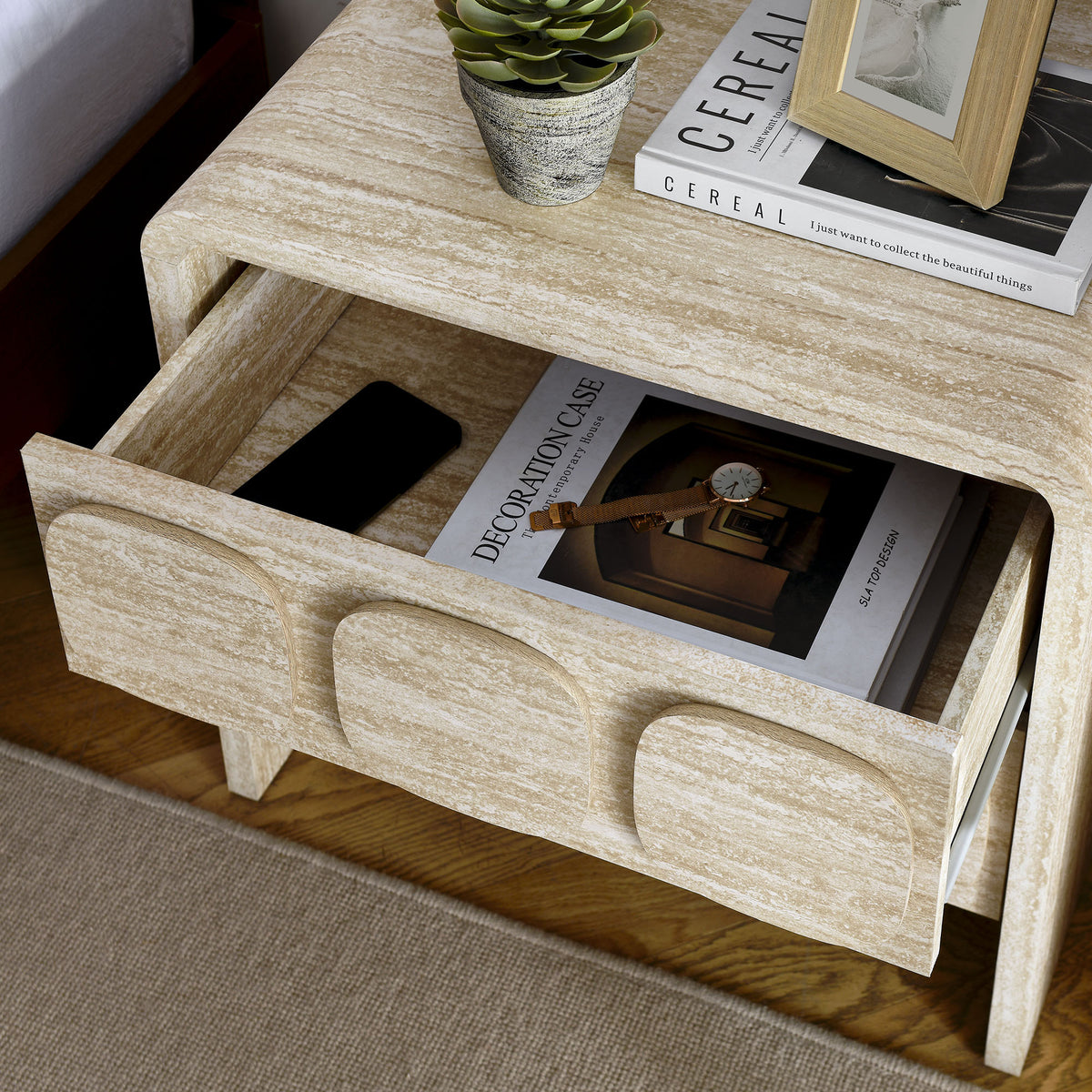 Toscana 2-Drawer Nightstand - Travertine