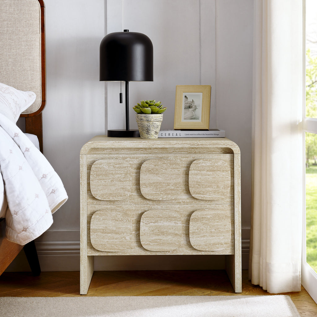 Toscana 2-Drawer Nightstand - Travertine