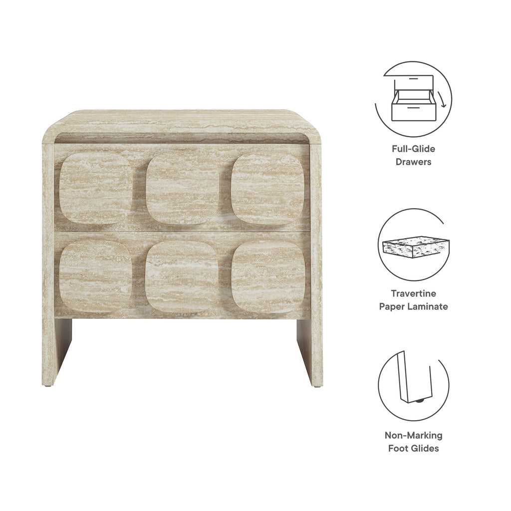 Toscana 2-Drawer Nightstand - Travertine