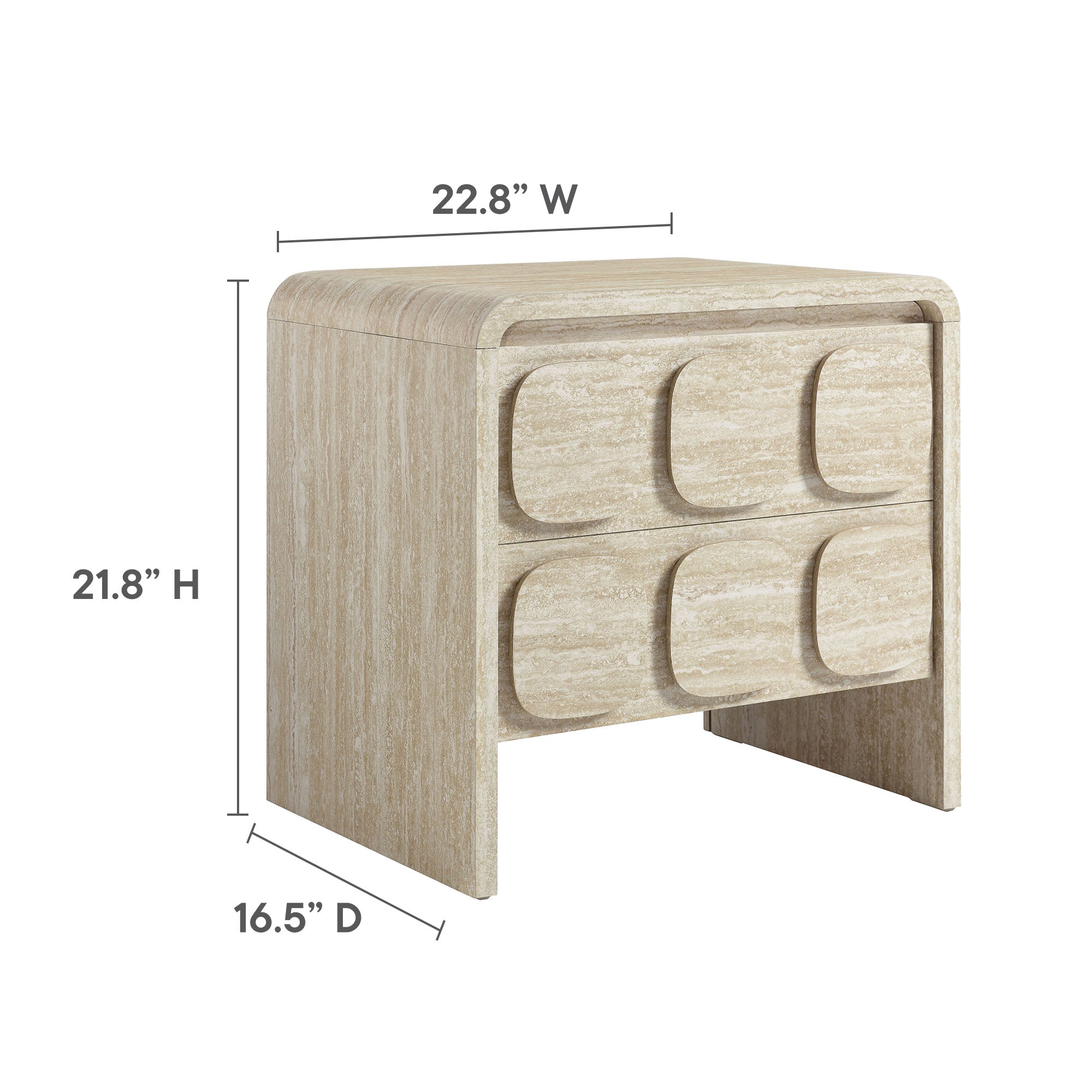 Toscana 2-Drawer Nightstand - Travertine