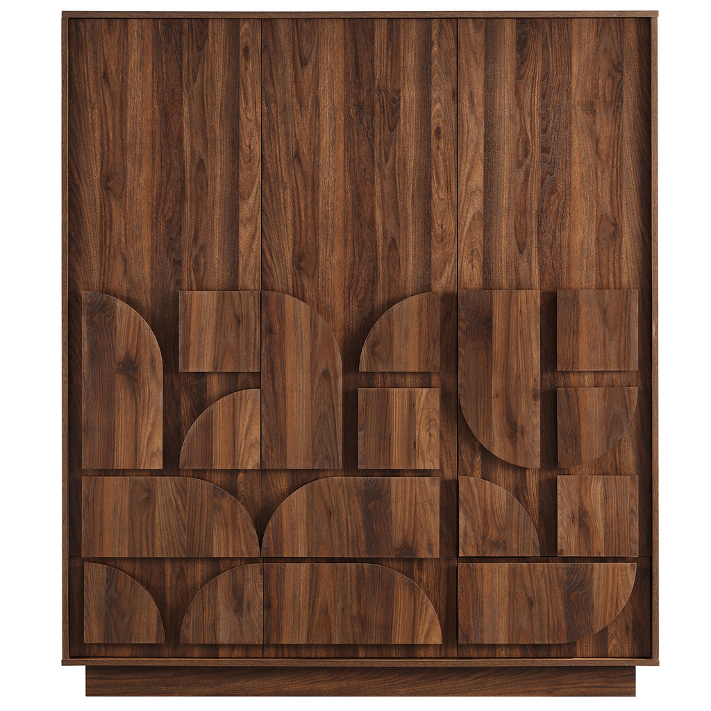 Bulwark 3-Door Wardrobe Closet - Walnut