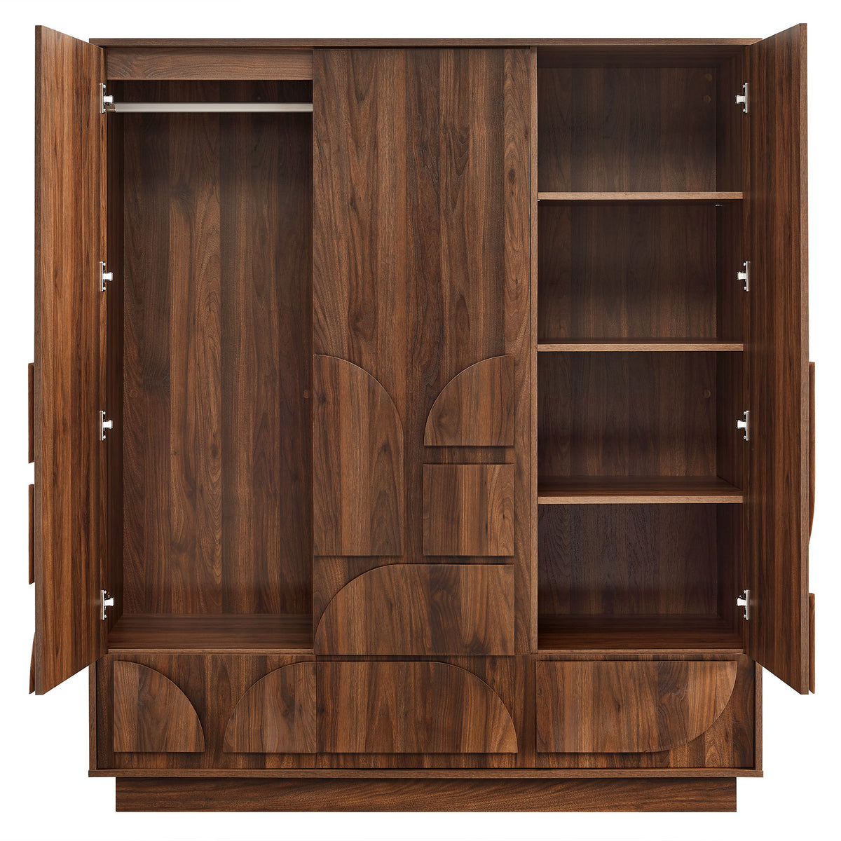 Bulwark 3-Door Wardrobe Closet - Walnut
