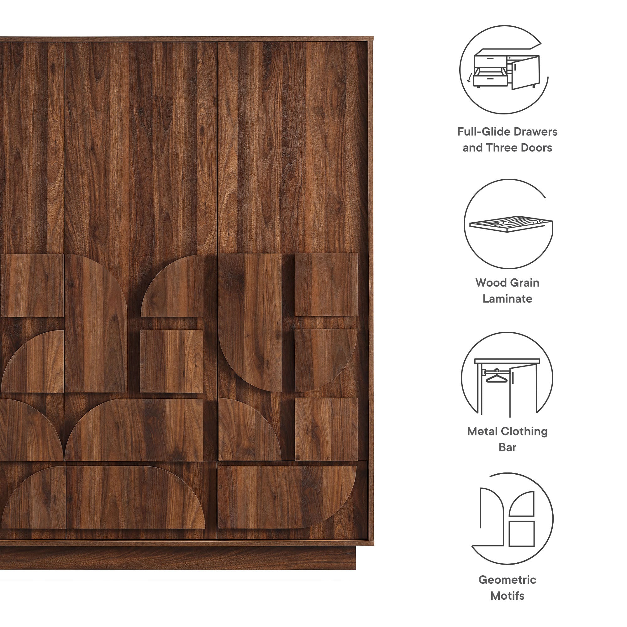Bulwark 3-Door Wardrobe Closet - Walnut
