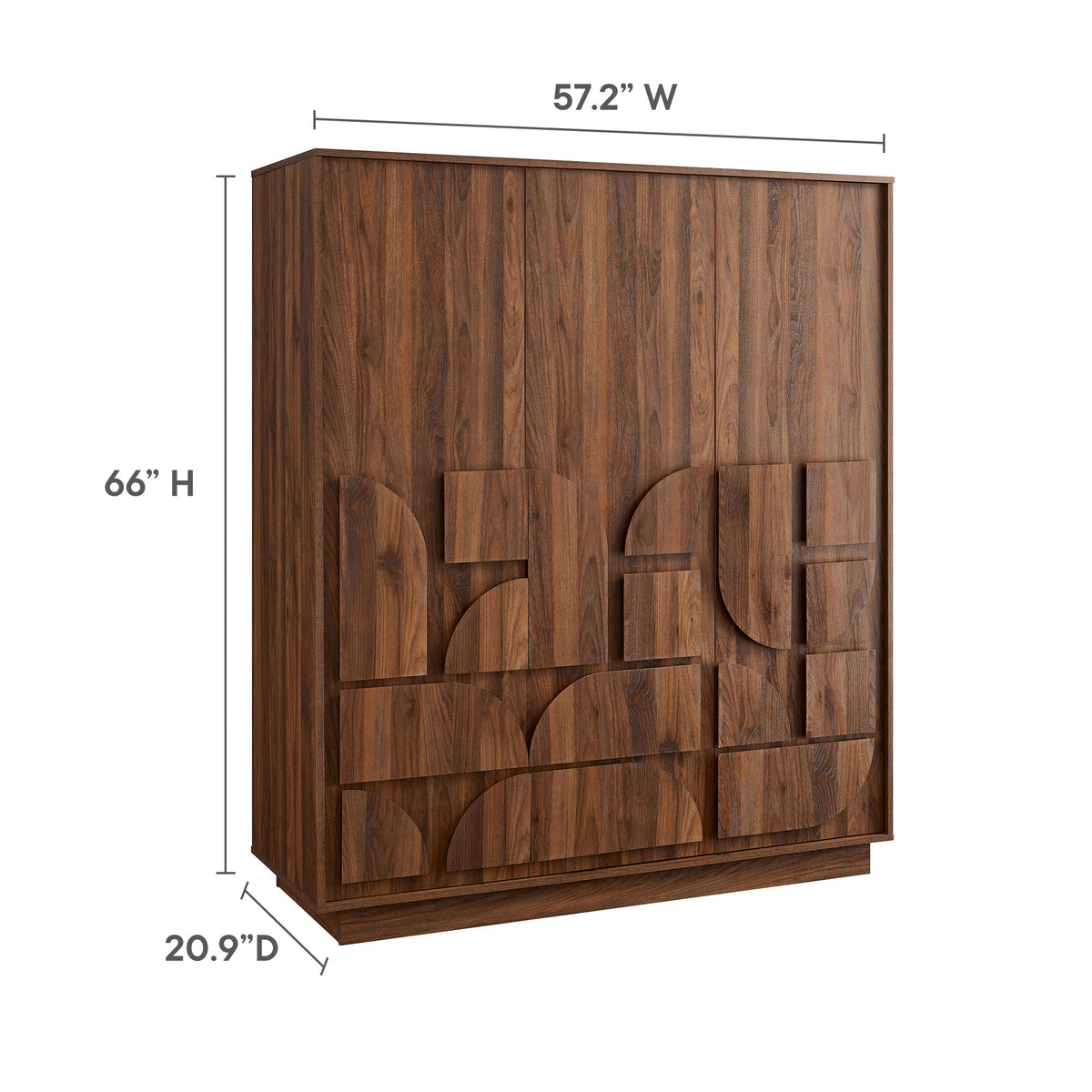 Bulwark 3-Door Wardrobe Closet - Walnut
