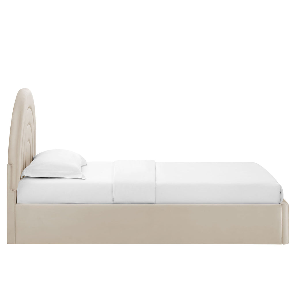 Solana Arched Performance Velvet Twin Platform Bed - Almond