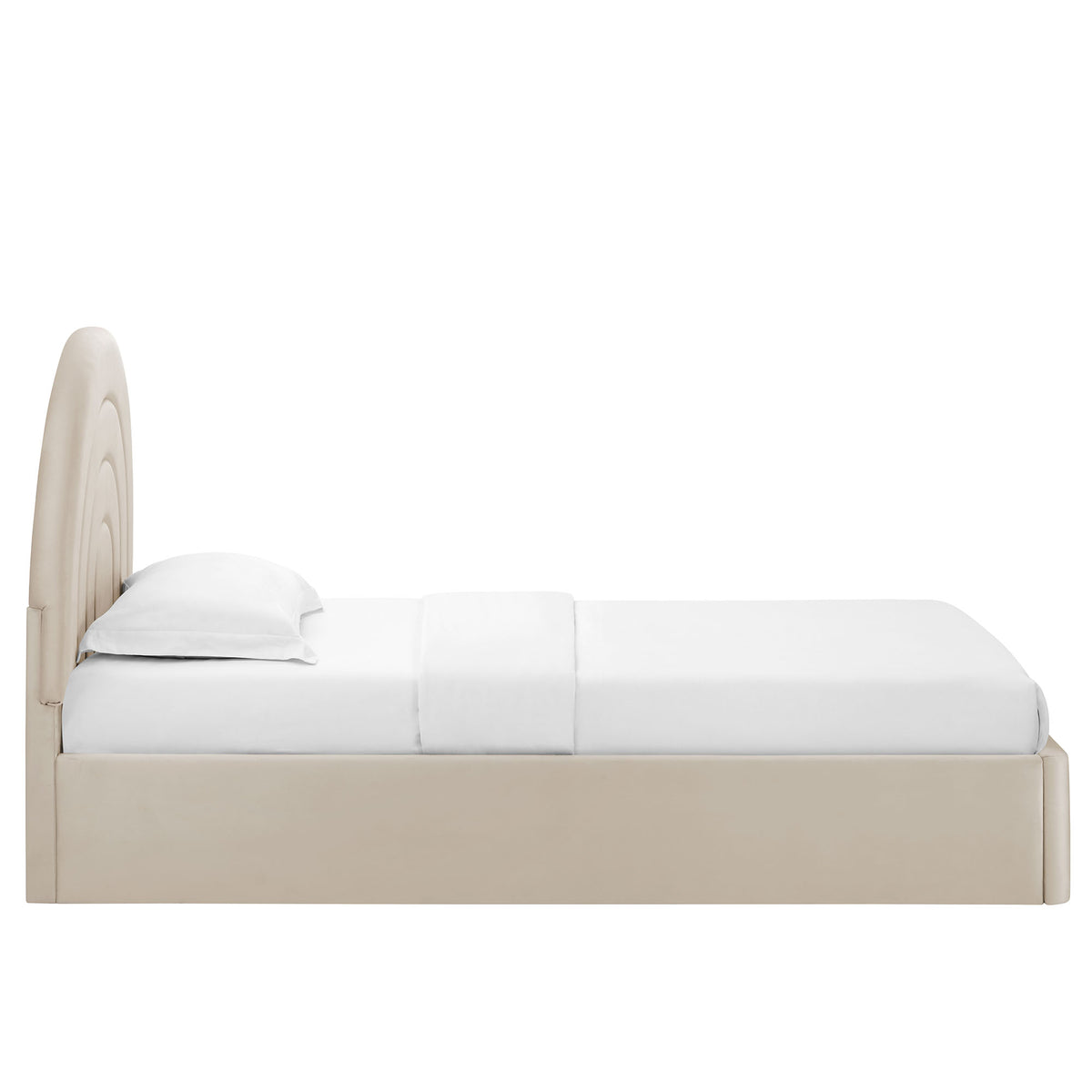 Solana Arched Performance Velvet Twin Platform Bed - Almond