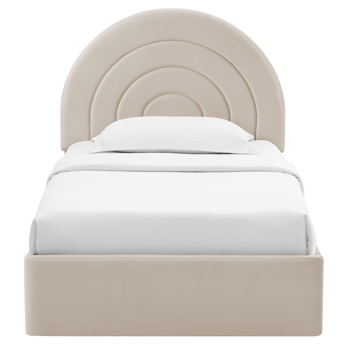 Solana Arched Performance Velvet Twin Platform Bed - Almond