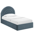 Solana Arched Performance Velvet Twin Platform Bed - Cadet Blue