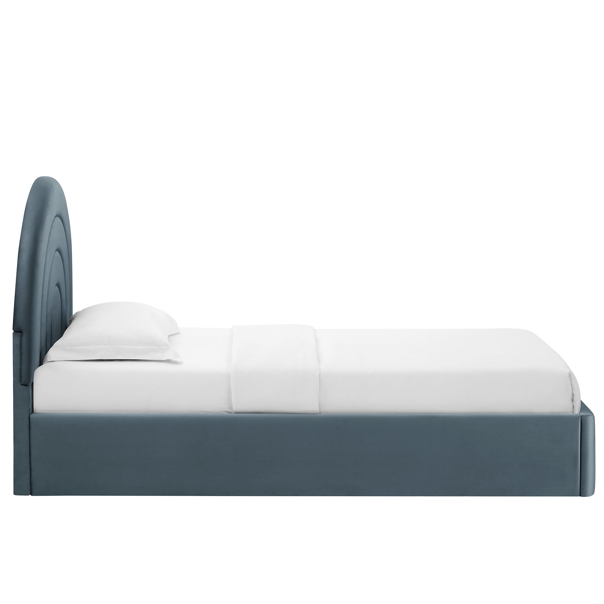 Solana Arched Performance Velvet Twin Platform Bed - Cadet Blue