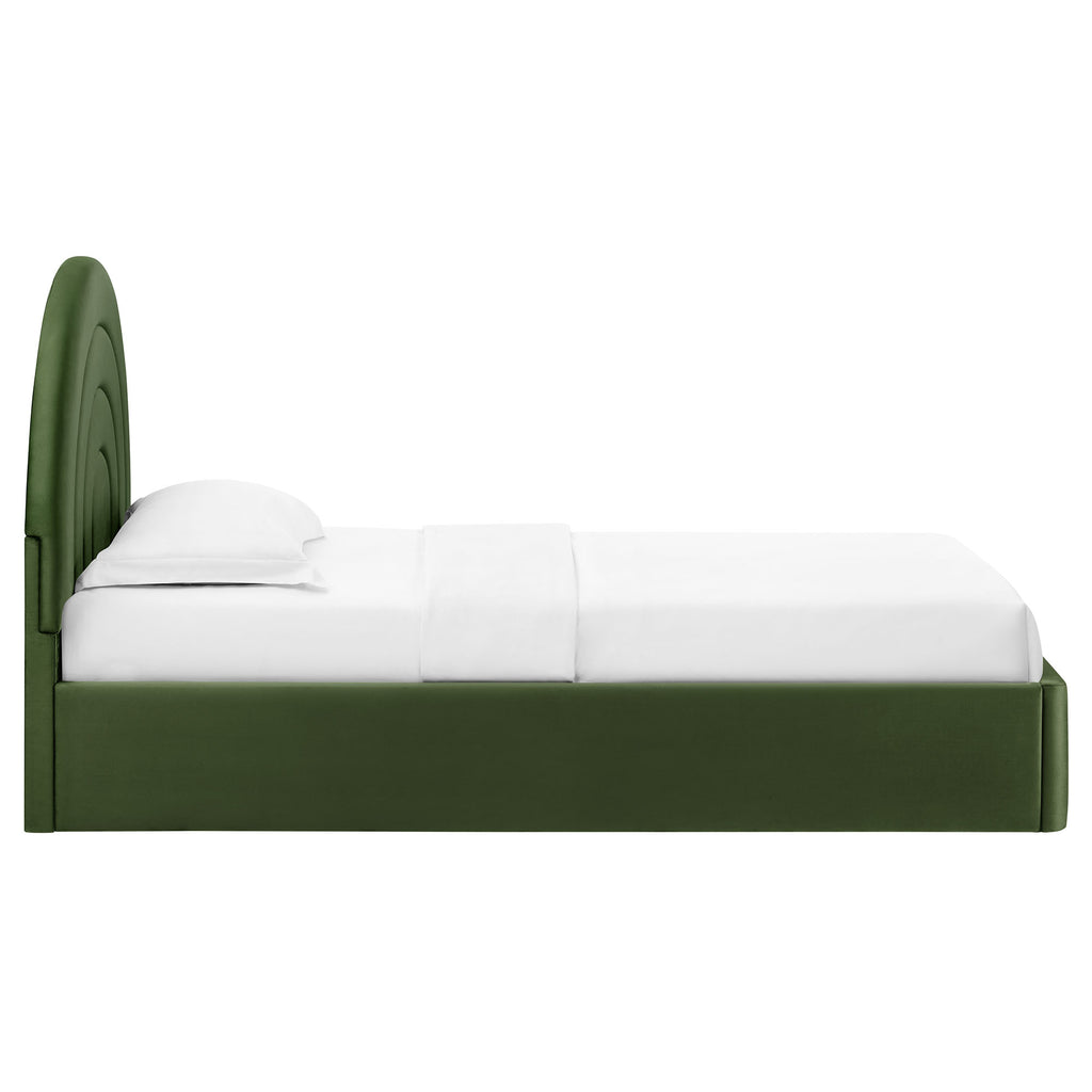 Solana Arched Performance Velvet Twin Platform Bed - Moss Green