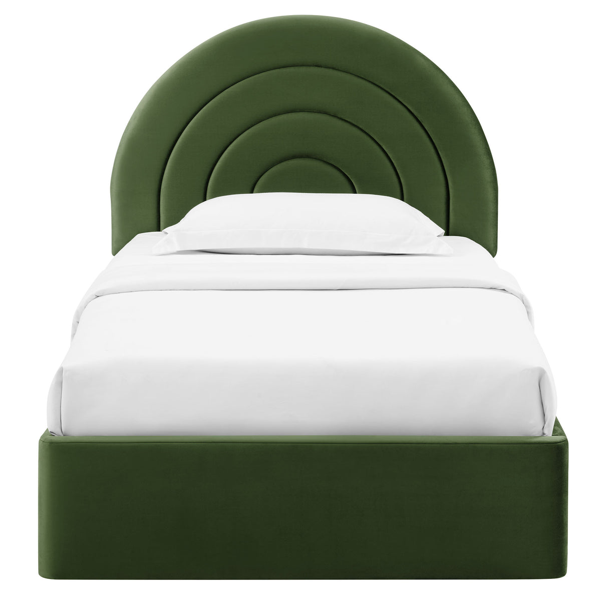 Solana Arched Performance Velvet Twin Platform Bed - Moss Green
