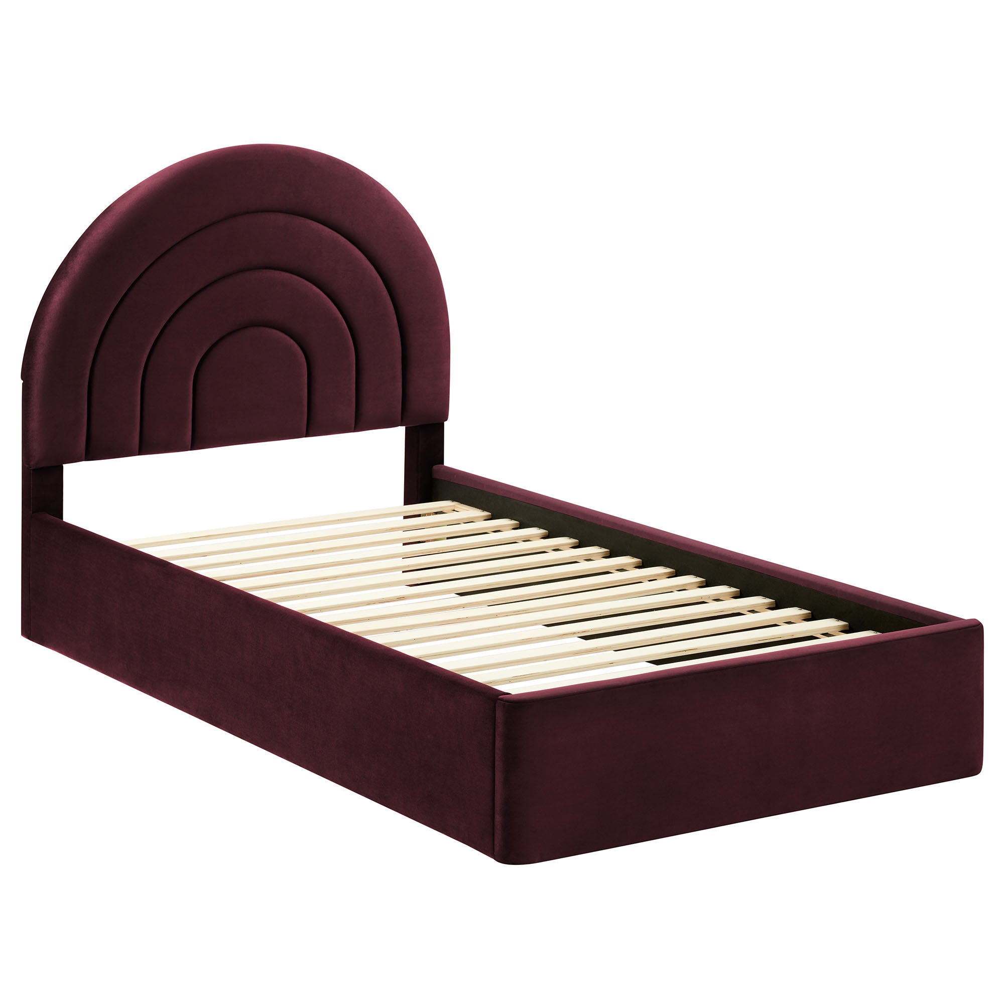 Solana Arched Performance Velvet Twin Platform Bed - Mulberry
