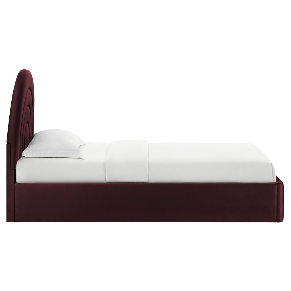 Solana Arched Performance Velvet Twin Platform Bed - Mulberry