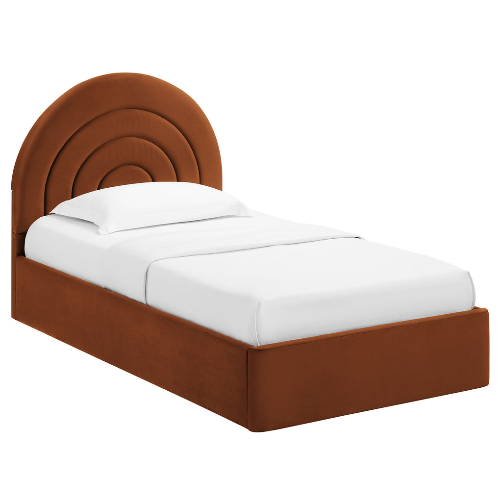 Solana Arched Performance Velvet Twin Platform Bed - Rust