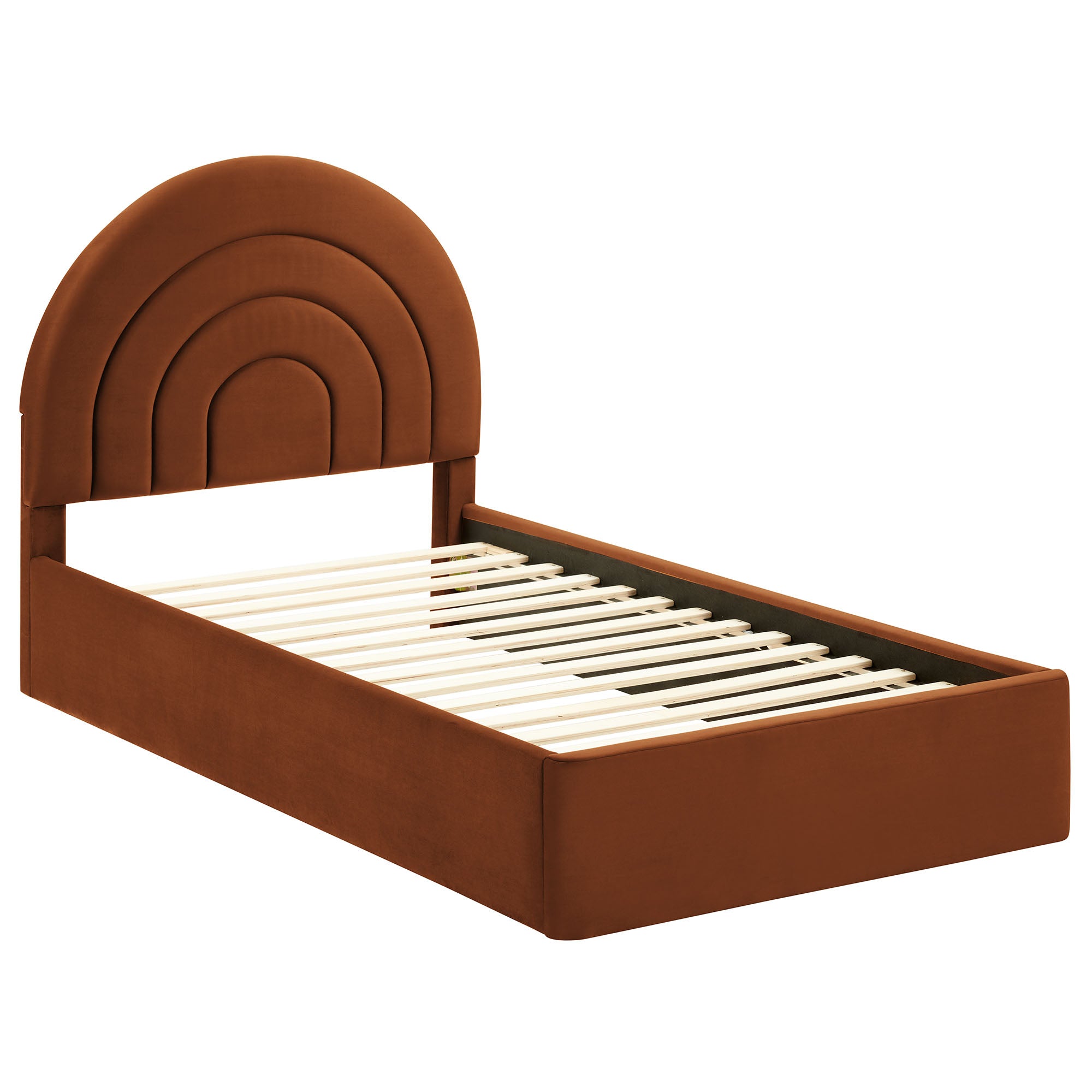 Solana Arched Performance Velvet Twin Platform Bed - Rust