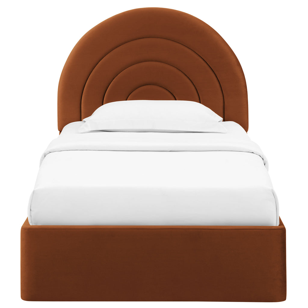 Solana Arched Performance Velvet Twin Platform Bed - Rust