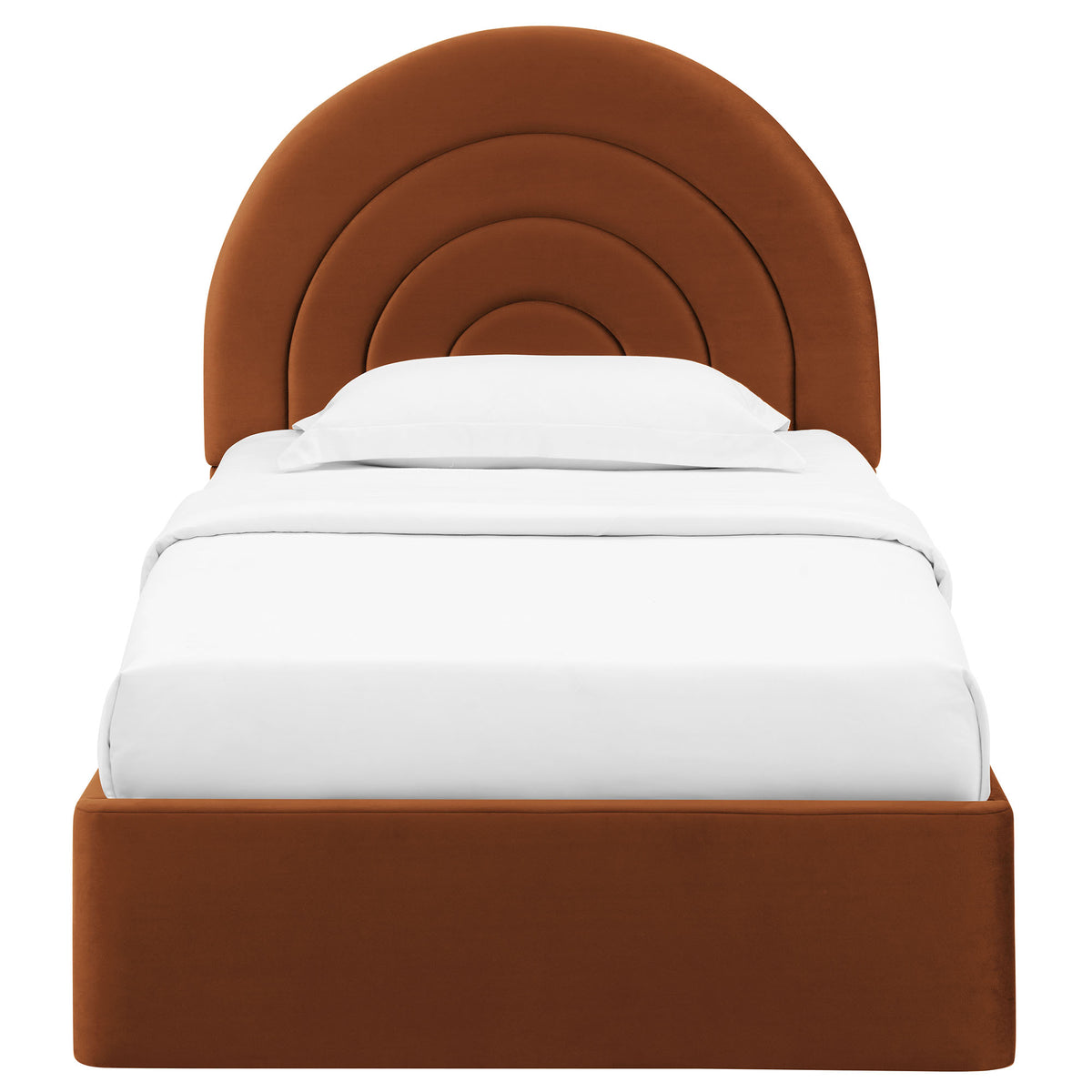Solana Arched Performance Velvet Twin Platform Bed - Rust