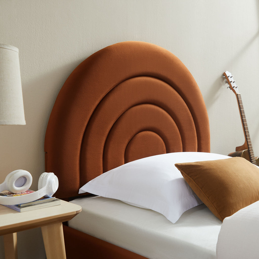 Solana Arched Performance Velvet Twin Platform Bed - Rust