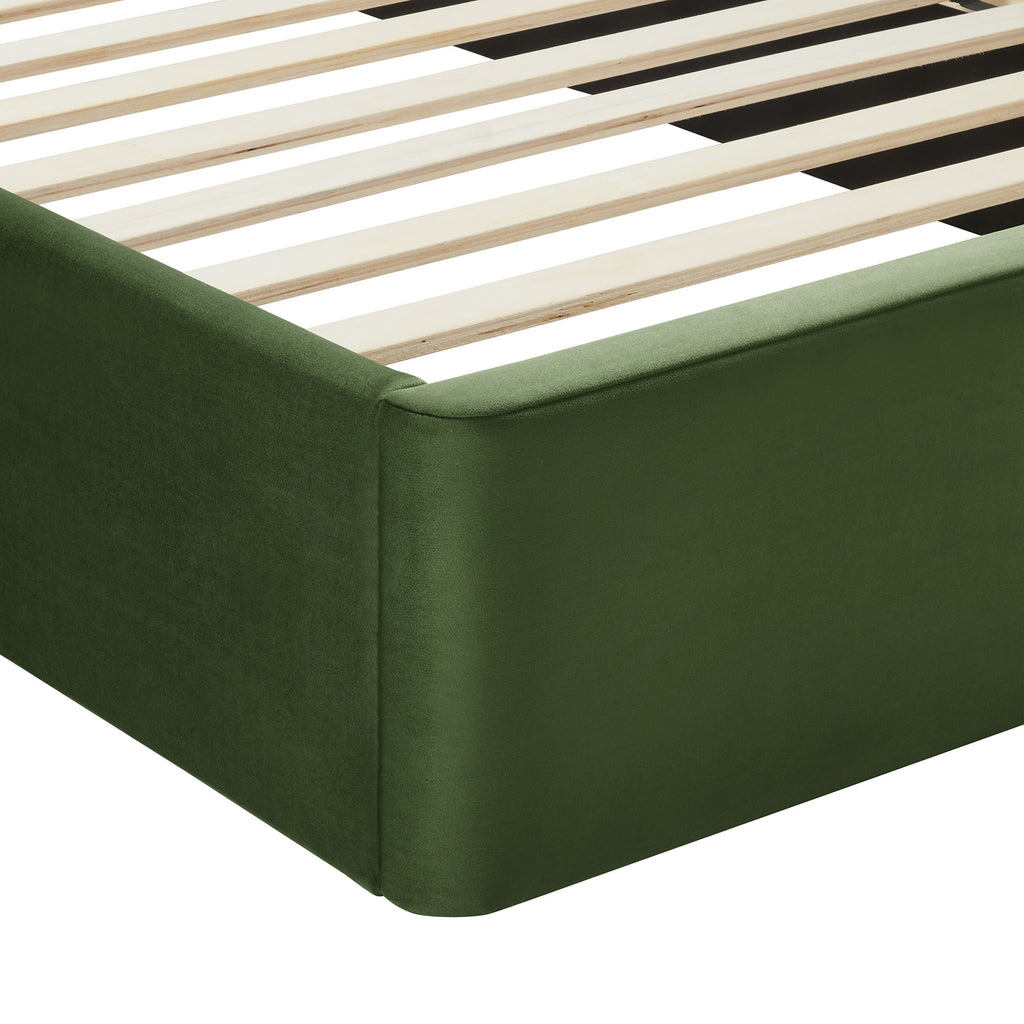 Solana Arched Performance Velvet Full Platform Bed - Moss Green