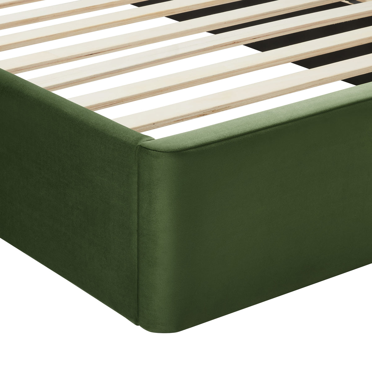 Solana Arched Performance Velvet Full Platform Bed - Moss Green