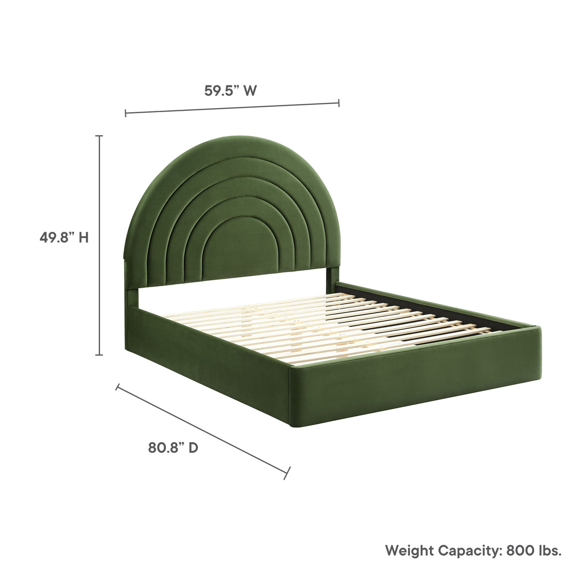Solana Arched Performance Velvet Full Platform Bed - Moss Green