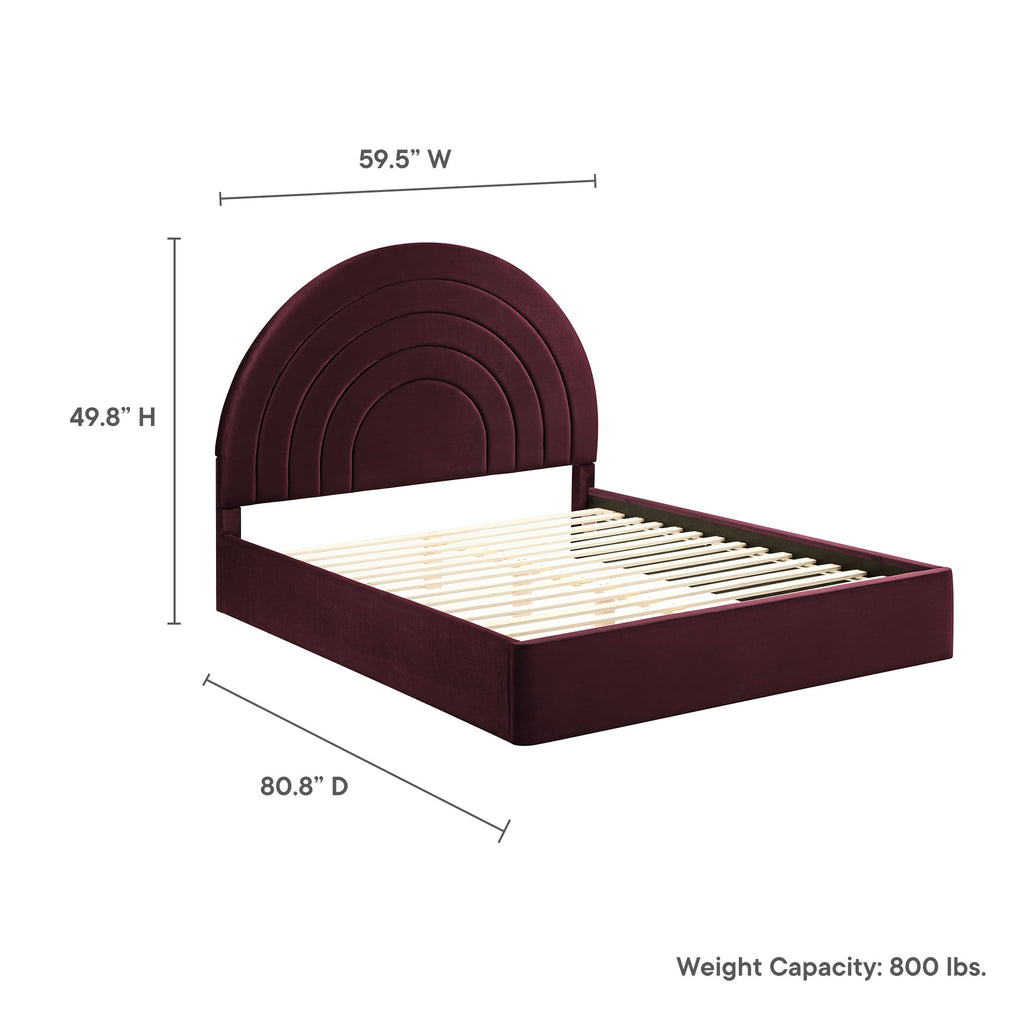 Solana Arched Performance Velvet Full Platform Bed - Mulberry